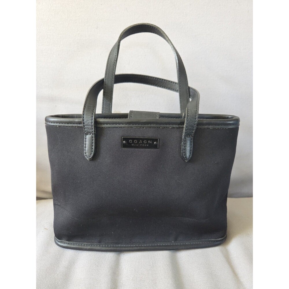 Vintage COACH Mini Tote Bag Neoprene With Leather Handles & Trim Black 1990s EUC